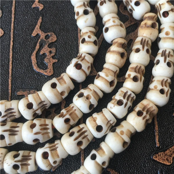 Tibetan Yak Bone 108 Beads Prayer skeleton 7mm*9.5mm Old Materials Handmade Beads for prayer Tibet Style Free Shipping