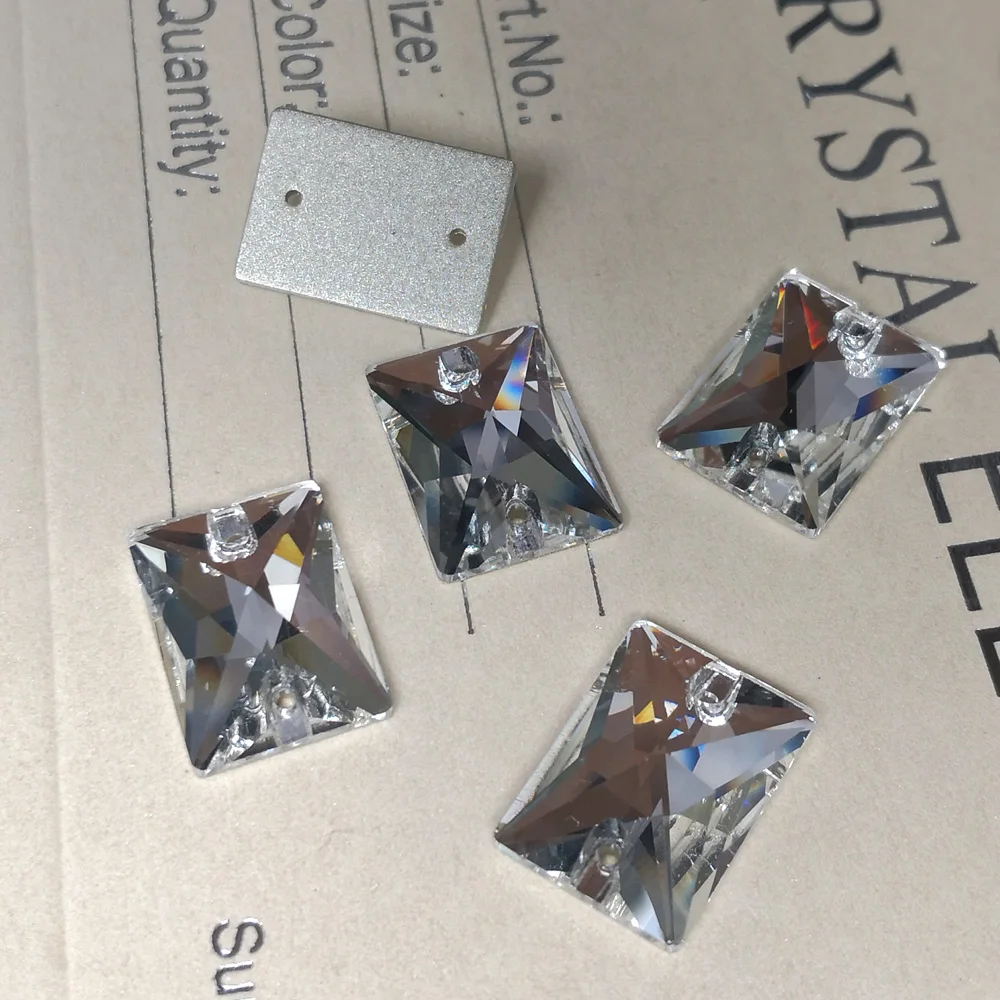Rivoli Drop Aufnähbare Kristallklare Strasssteine DIY 2-Loch Spiegel-Strasssteine zum Nähen auf Textilien und Kleidung – Detail 7