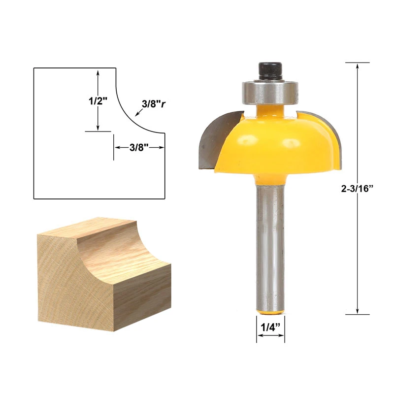 

1pcs Cove Edging and Molding Router Bit - 3/8" Radius - 1/4" Shank