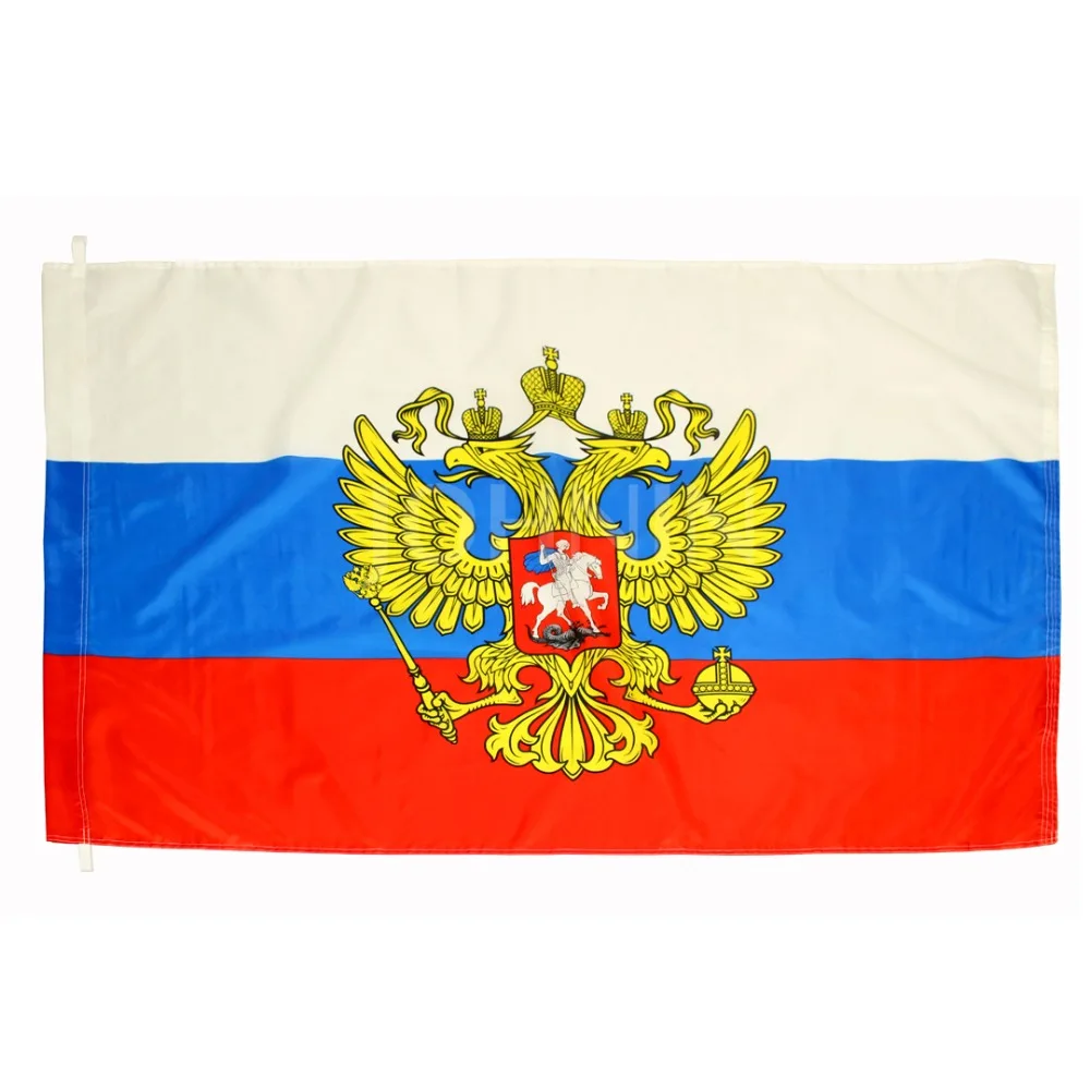 90*150cm Rising Forward Russian Flag With National Emble Eagle