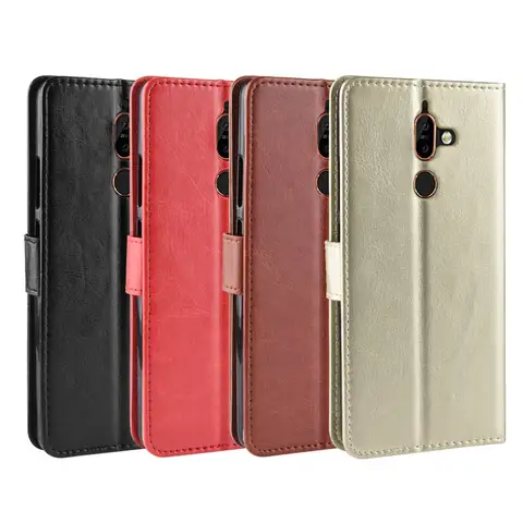 Para Nokia 7 Plus funda de cuero de lujo con tapa tipo billetera funda de teléfono para Nokia7 Plus funda con función de soporte tarjetero