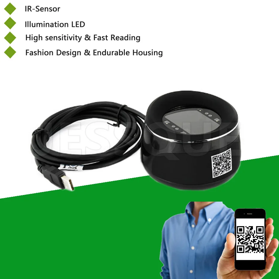 Leitor de código de barras para computador, scanner de códigos de barras com interface usb para pagamento de celular