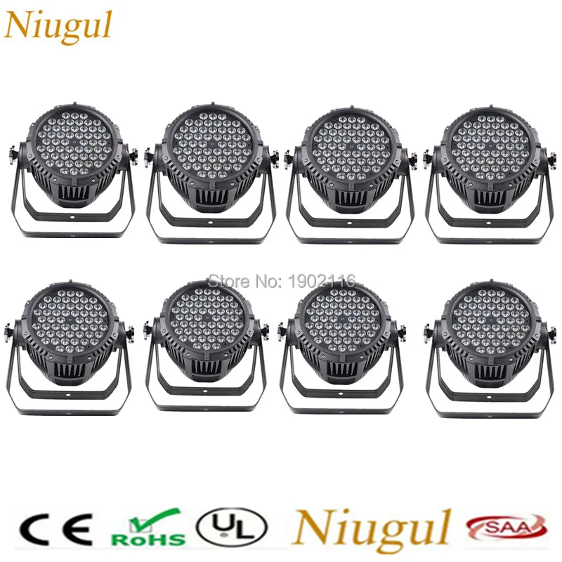 

8pcs IP65 Waterproof DMX 8 Channel Stage Effect Lights /Outdoor 54*3W RGBW Waterproof Aluminum LED Par Light For Wedding Party