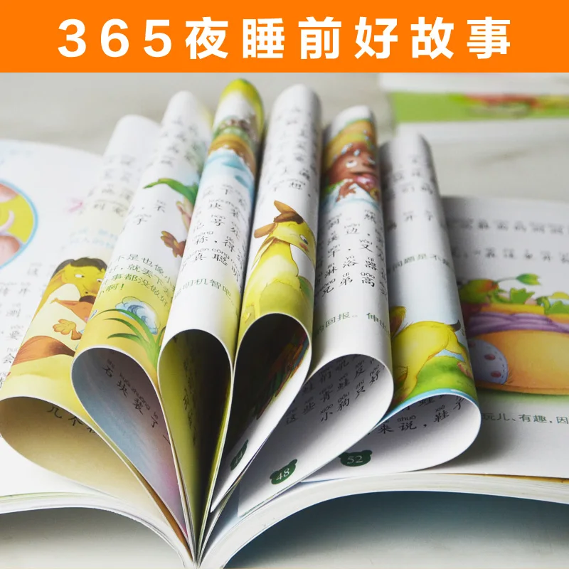 4 buah/set 365 malam buku cerita belajar bahasa Mandarin Pinyin Pin Yin atau buku pendidikan dini untuk anak-anak balita usia 0-6