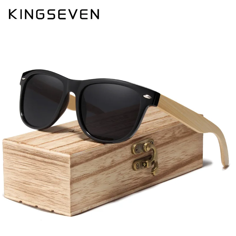 

KINGSEVEN Brand Natural Bamboo Sunglasses For Men Women Polarized UV400 Lens Retro Eyewear Original Wood Handmade Male Glasses