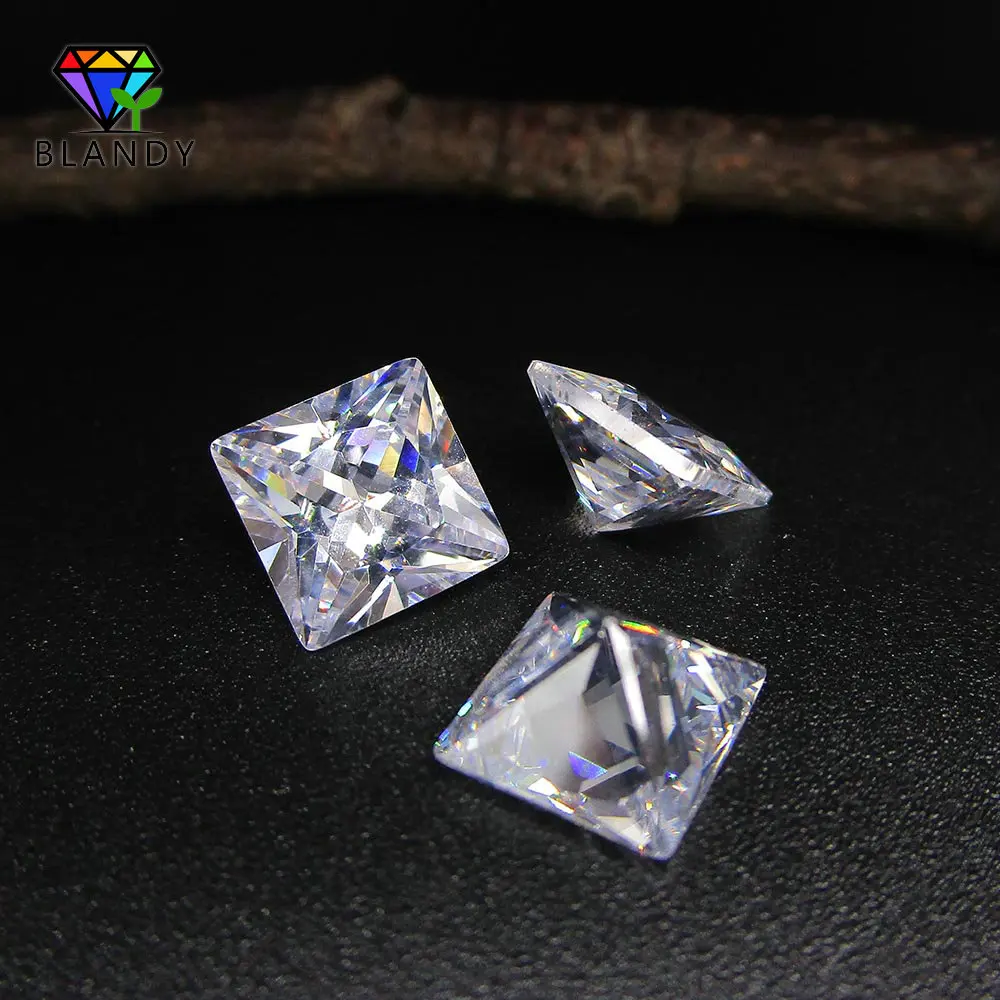 Size 1.5*1.5mm~12*12mm 5A Square Shape White Cubic Zirconia Stone Princess Cut Loose CZ Gems For Sale