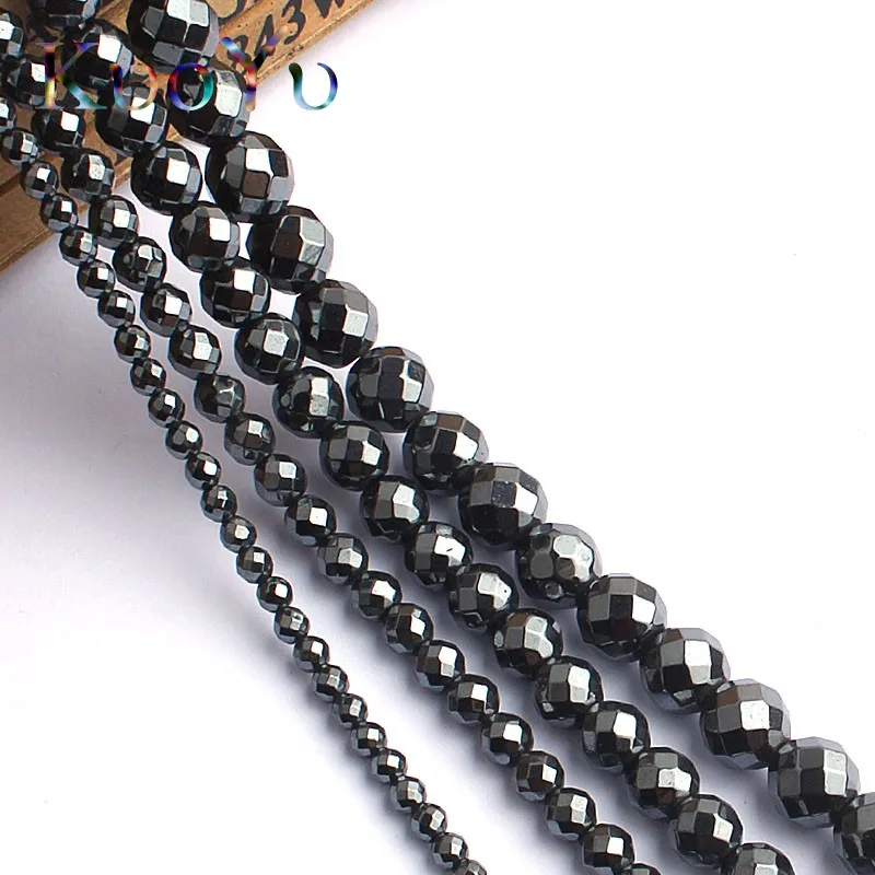 Natural Stone Faceted Black Hematite Beads For Jewelry Making 15inches 2/3/4/6/8/10mm Spacer Beads DIY Bracelet Necklace