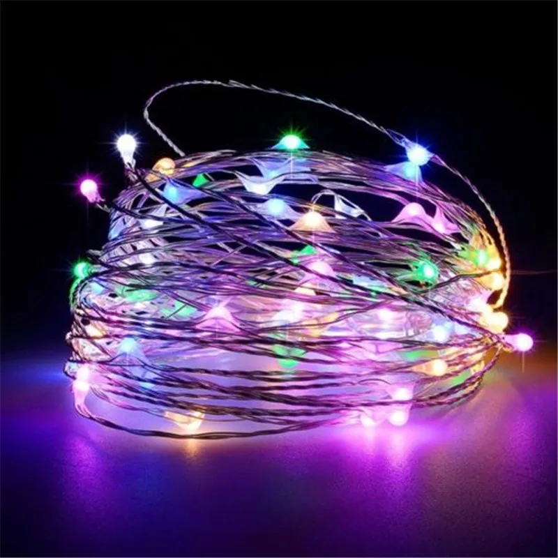 5M 50leds / 10M 100leds Silver Wire Garland USB LED String lights Holiday For Fairy Christmas Wedding Party Decoration