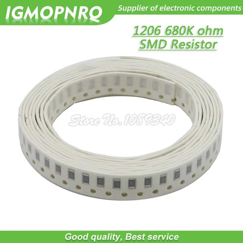 100 Uds. Resistencia 1206 SMD 1% 680K ohm chip Resistor 0,25 W 1/4W 683 IGMOPNRQ