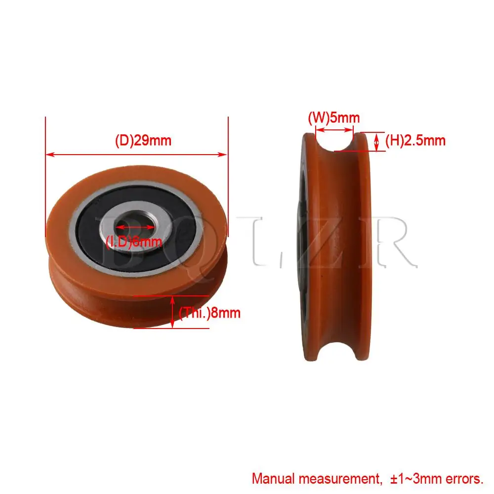 Imagem -06 - Bqlzr 29 Milímetros Fora Dia Laranja Nylon U-tipo de Pacote de Pista Sulco Rolamento de Roda Polia para Portas e Janelas de 4