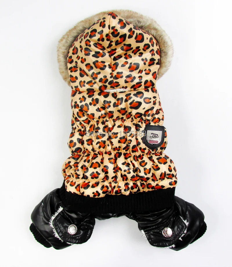 Waterproof Hooded Jacket for Small Dogs, Leopard Clothes, Warm Puppy Coats, Chihuahua, Yorkie Clothing, Winter