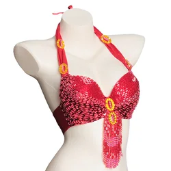 Women's Beaded Oriental Bra Halter Bra Belly Dance Bra Top Night Dance Wear Belly Dancing Top Belly Dance Costumes Sexy Top