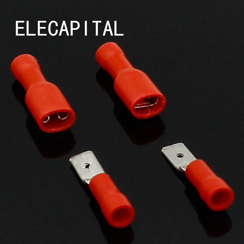 

4.8mm Red Female Male Electrical & Wiring Connector Insulated Crimp Terminal Spade