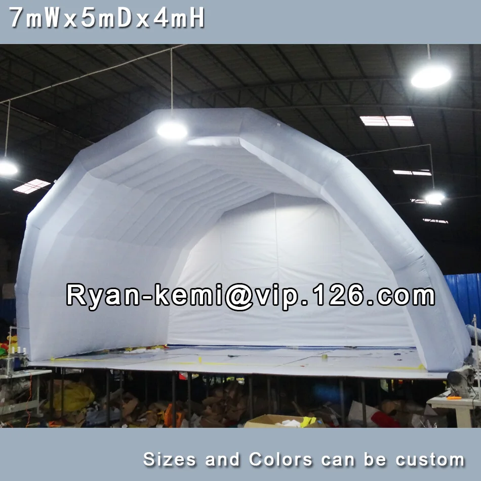 Free shipping 7mWx4mHx5mD light grey white inflatable stage tent oxford cloth tent for outdoor events inflatable canopy