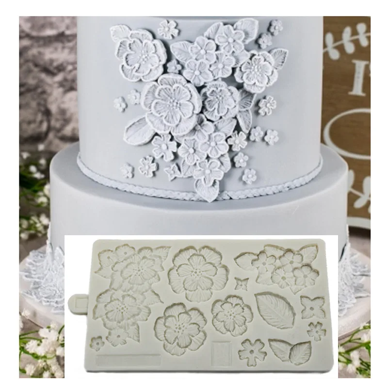 Embroider Mould Cake Decorating Tools Fondant Cake Mold Silicone Mold for Sugarpaste Flower Paste Marzipan Modelling Paste