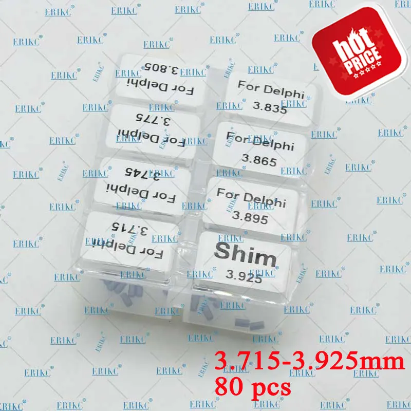 ERIKC Gaskets Shims Size 3.715-3.925mm Diesel Injector Nozzle Adjust Washer Accuracy Total 80pcs for DELPH1 Series Injection