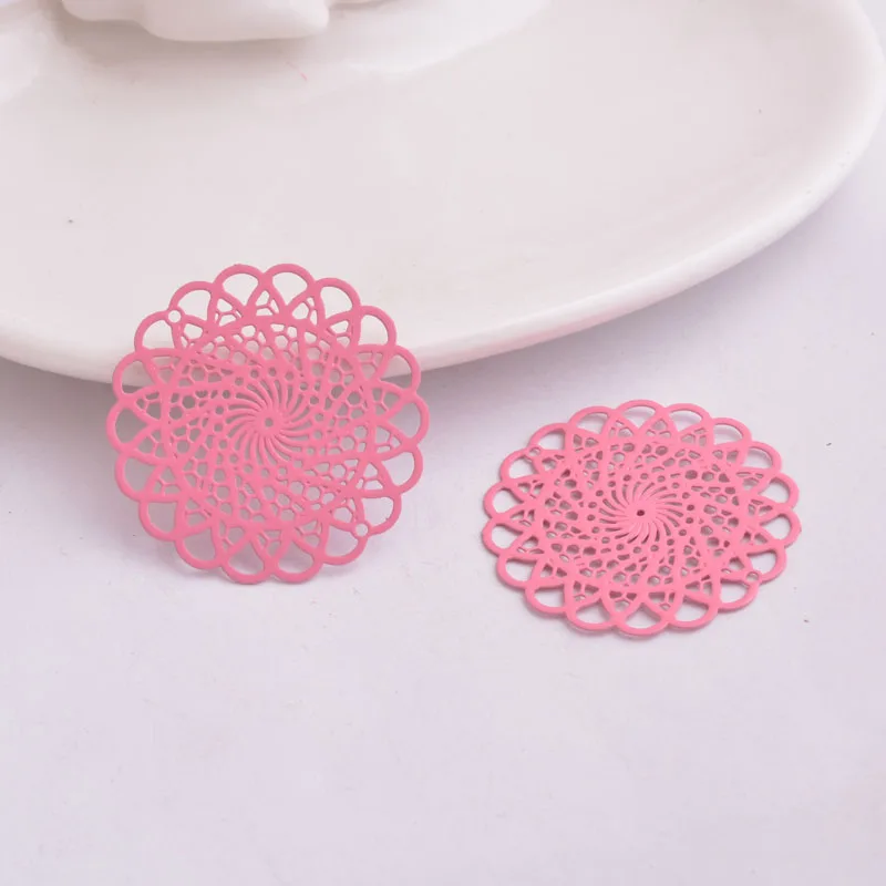 30 Stück AB2642 30mm Runde Filigran-Verbindungsstücke, Blumen-Bedruckte Charms, Verbindungsstücke für DIY-Schmuckherstellung – Detail 9