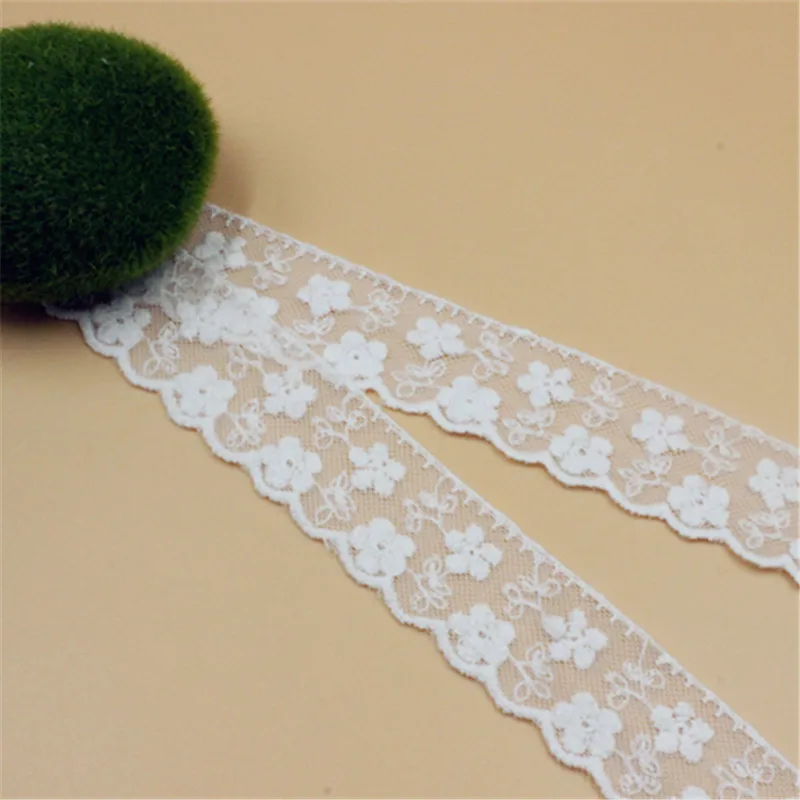 

Lace Trim 20 yard Ivory Gauze Mesh Tulle Cotton Embroidered Lace Fabric Ribbon Tapes 3.3cm 1.29" wide QL4K127