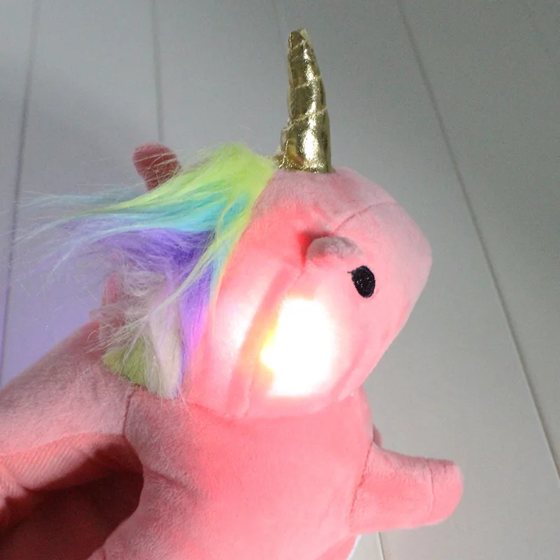 29CM Winter Led Light Unicorn Slippers Warm Fluffy Floor Adult Slippers For House Bedroom Footwarmer