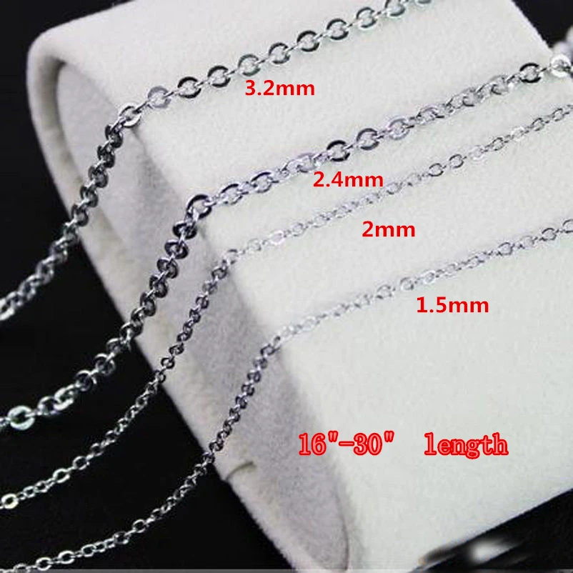 

1.5/2/2.4/3.2mm 100pcs/Lot Fashion Stainless Steel Silver Color Cross Chain Men Necklace Finding Pendant DIY Wholesale Jewelry