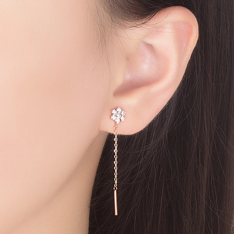 925 Sterling Silver Jewelry Trend Long Line Tassel Sexy Flower Pendant Earrings Exquisite Fashion Non Allergic Birthday Gifts