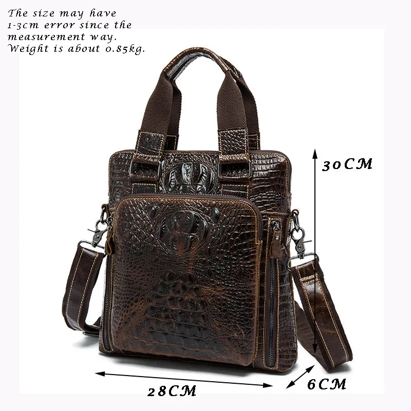 crocodile Genuine Leather Bag Men Bag Cowhide Men Crossbody Bags Men's Travel Shoulder Bags Tote ipad Briefcases Handbag