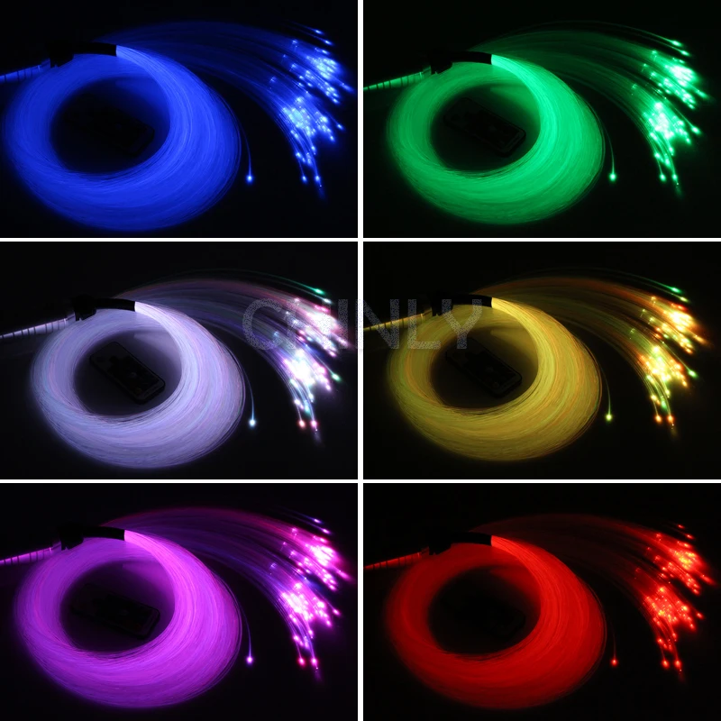 Fiber Optic Lampu Aplikasi Smartphone Bluetooth Control 6W RGB Berwarna-warni Lampu Langit-langit RF Control 2 M Fiber Optic kabel