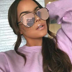 Flat Top Aviation Sunglasses Women UV400 Retro Brand Designer Luxury Mirror Sun Glasses For Female Ladies Metal Frame Eyewear