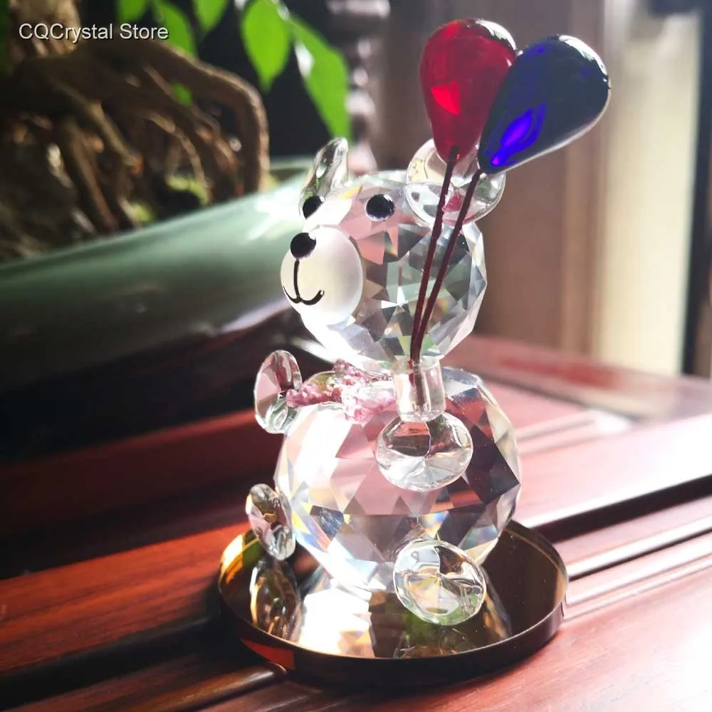 Crystal Bear Paperweight Car Ornament Decor Glass Animal Bear Figurines Home Table Wedding Decor Christmas Gift