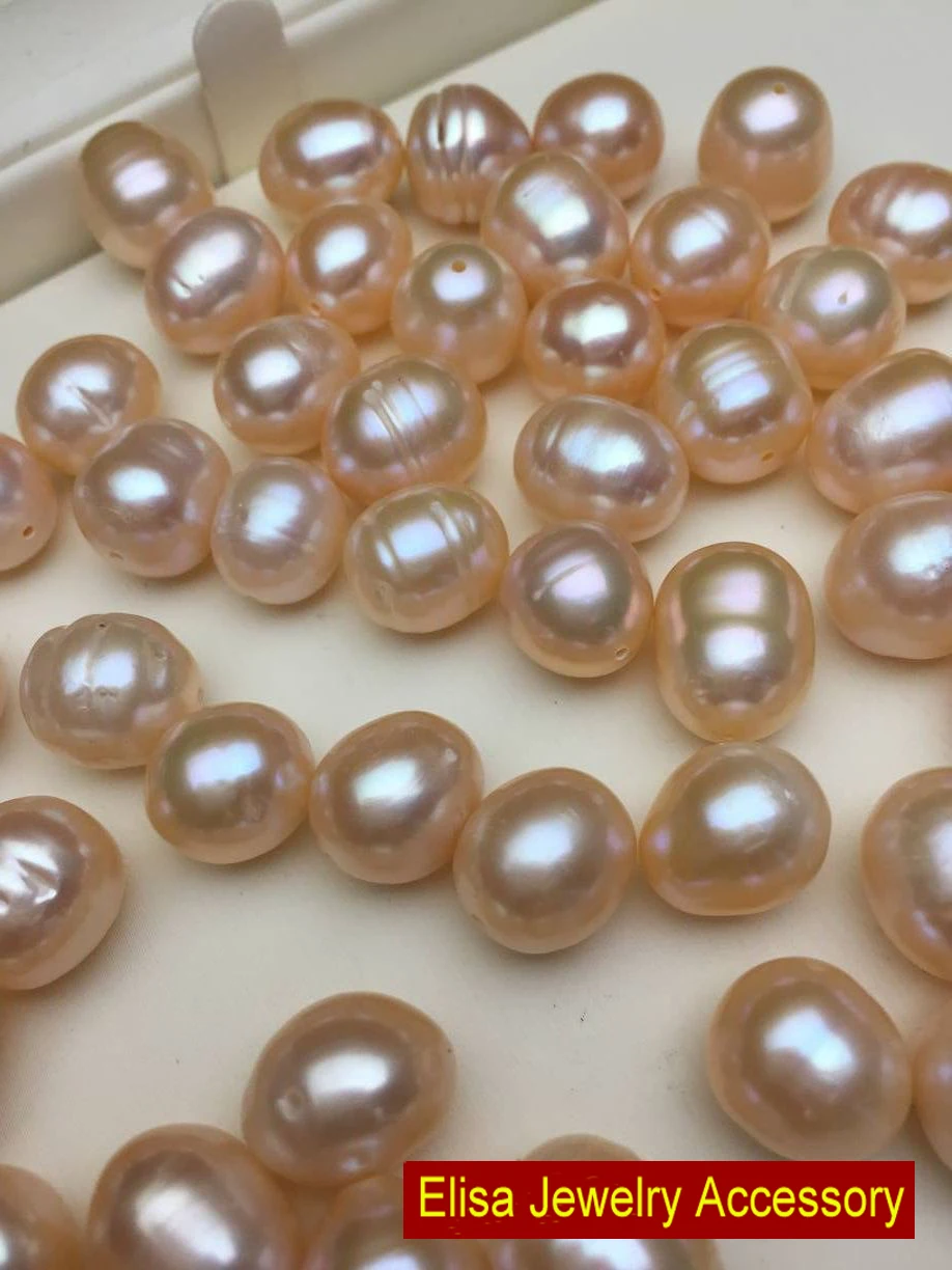 10-11mm Thread Design Pearl Beads Natural Pink 0.8mm Full Drilled Loose Pearl DIY Pearl Jewelry Accessory 30Pcs/Lot