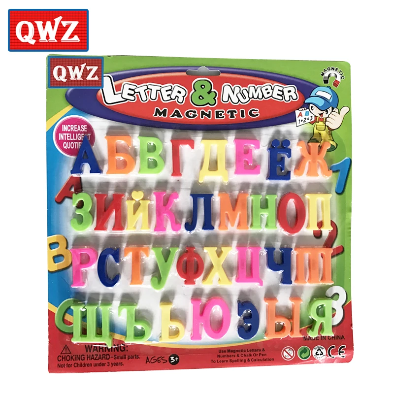 QWZ Russian Letters Symbols Alphabet Magnetic Toys for Pen To Learn Spelling Calculation Kids Educational Toys Fridge Magnet