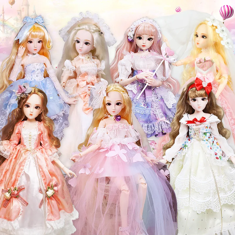 

DBS 1/4 BJD Princess SD Dolls With Outfit Elegant Dress Wigs Shose Hat Makeup and handset 45CM DQ