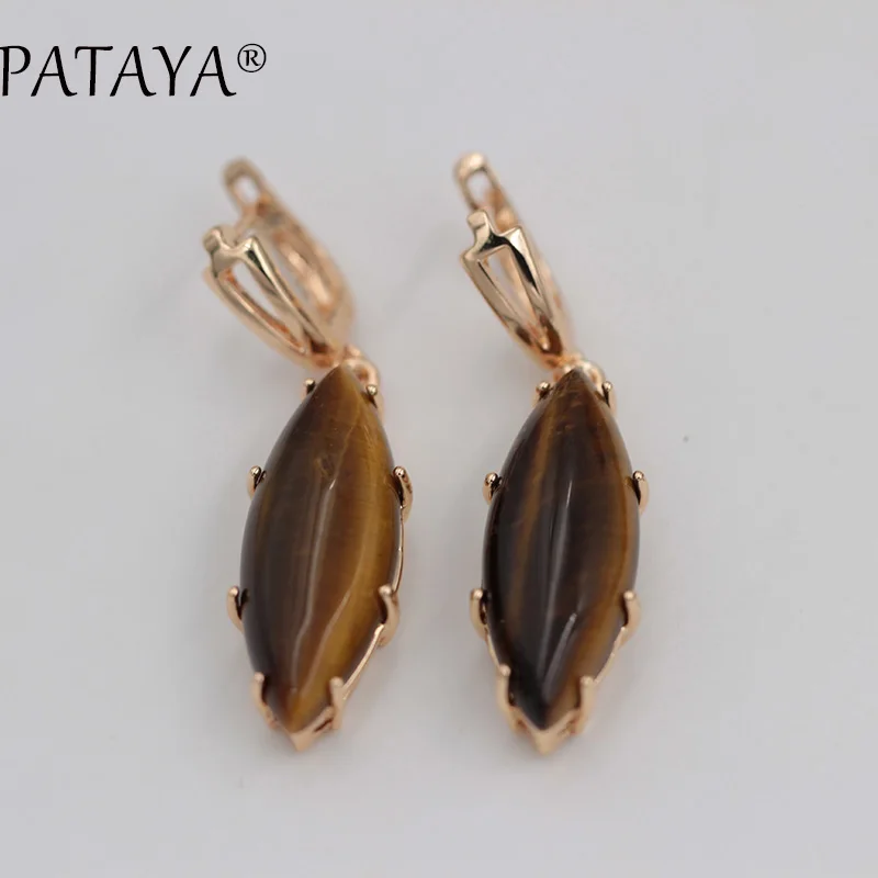 PATAYA Exclusive Sale 585 Rose Gold Color Drop Earrings Multicolor Natural Stone Earrings Women Party Wedding India Jewelry