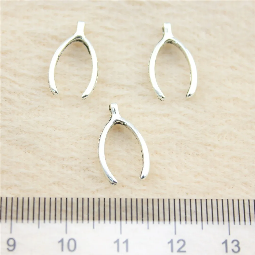 133pcs/lot 16*9mm ancient silver Wishbone charm Pendants DIY jewelry for bracelet necklace earring