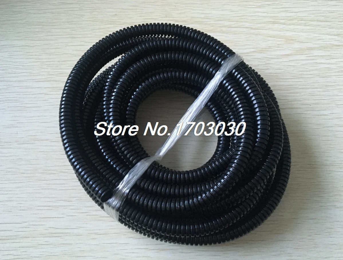 10mm OD Flexible Plastic Wiring Corrugated Bellow Tube Hose 5M