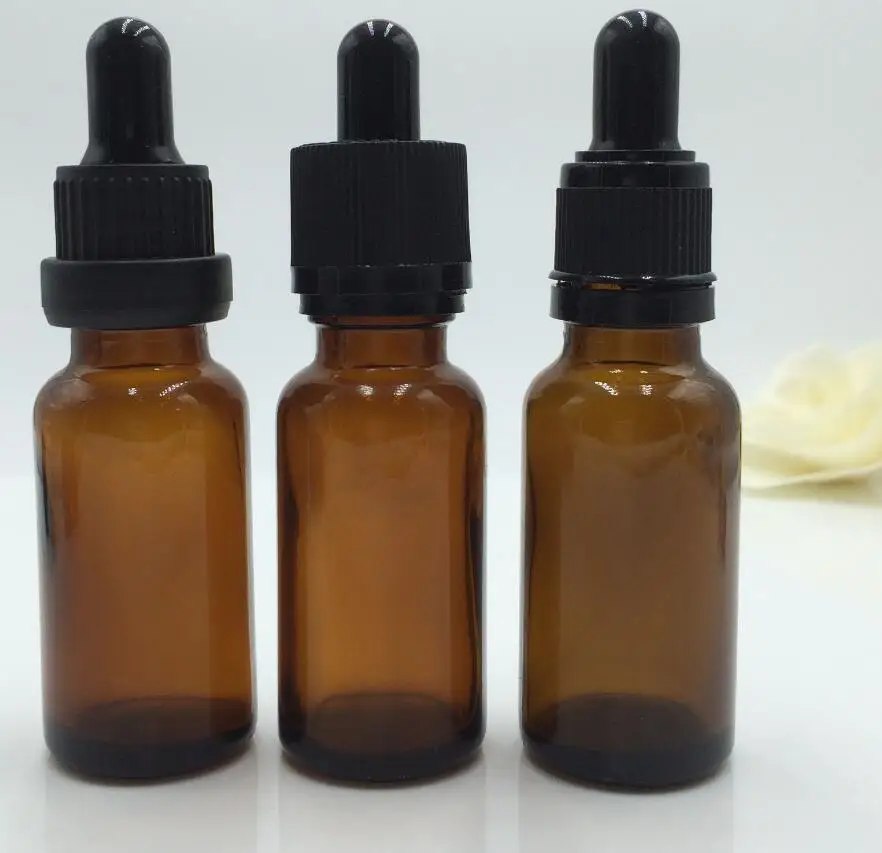 300 Stück 20 ml Braunglas-Tropfflasche, 20 ml leere braune Glasflasche für ätherische Öle mit schwarzem Tropf