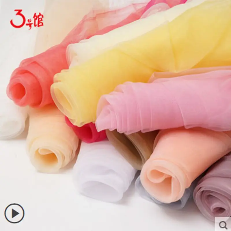 Organza Fabric Tulle Cloth For DIY Dress Elegant Romantic Sewing Fabric Wedding Decoration Multi-Color For Choose TJ0031-1