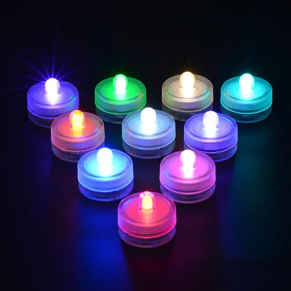 Éclairage de centre de table de mariage 12 pièces, vente en gros, Mini LED Submersible avec batterie pour décoration de Vase de maison