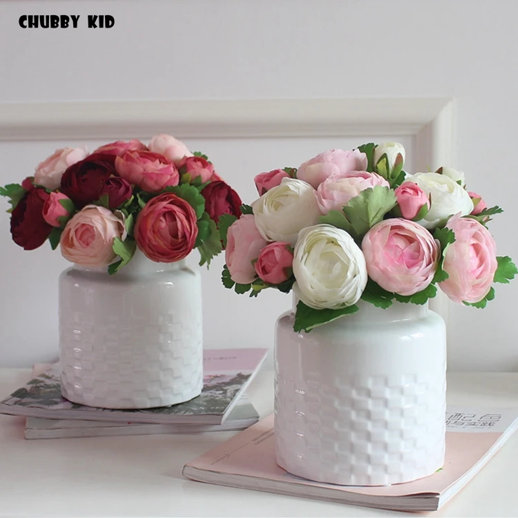 1 bouquet ! nice 10 heads silk peony flowers wedding bridal bouquet bride holding flower artificial peony bouquet fake tea rose