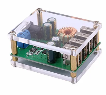 DC-DC 7-60V to 5V 5A 4 4 USB понижающий преобразователь с 4 выходами, понижающий блок питания, Модуль платы с чехлом