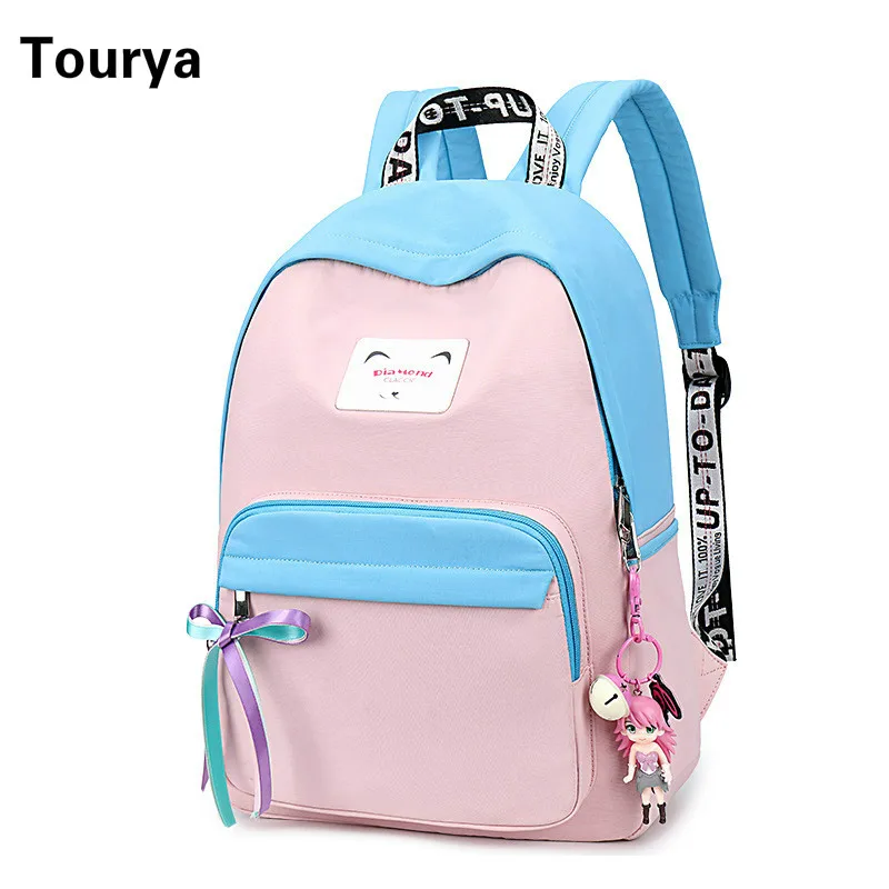 

Tourya Fashion Waterproof Women Patchwork Backpack School Bags for Student Girls Bookbag Laptop Bagpack Travel Knapsack Mochila