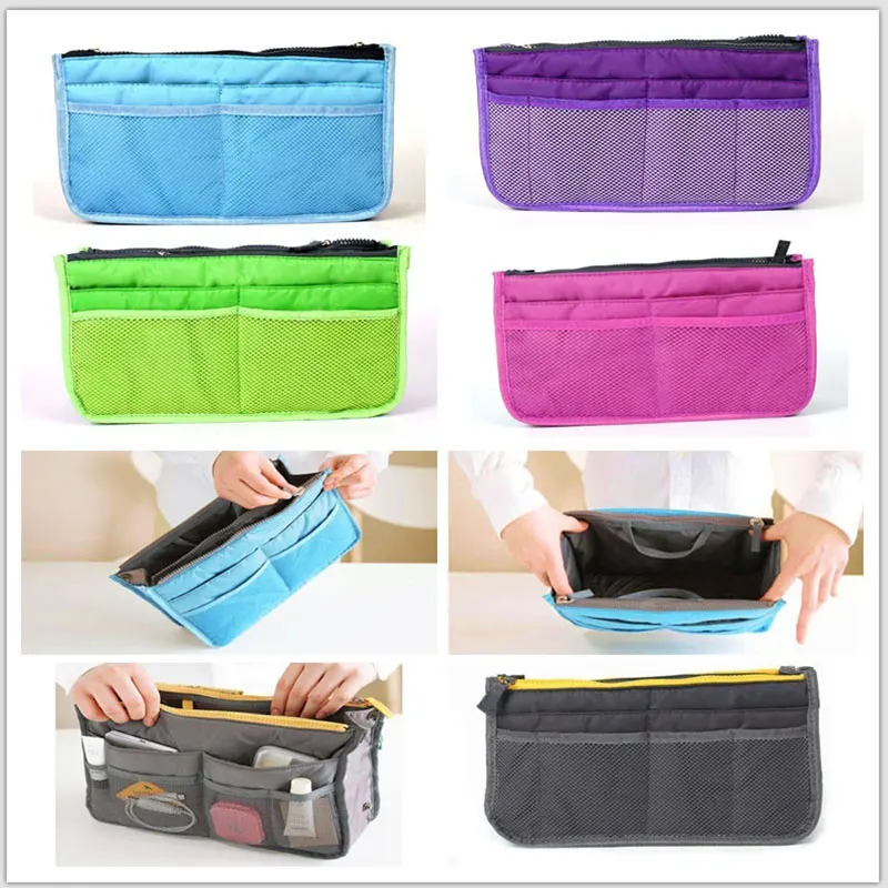 Organizer Bag Women Nylon Travel Insert Organizer Handbag Purse Large Liner Lady Makeup Cosmetic Bag Cheap Female Tote