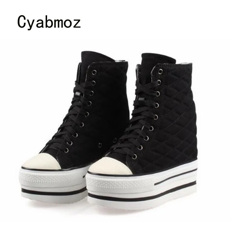 Cyabmoz-Zapatos de aumento de altura para mujer, zapatillas con plataforma y tacón alto, Tenis femeninos de fiesta