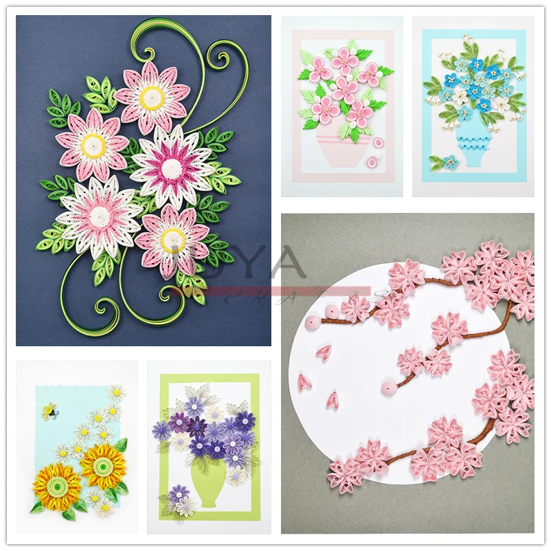 

Paper quilling Partially Prepared Products Suit have Six different pieces of works about Flower