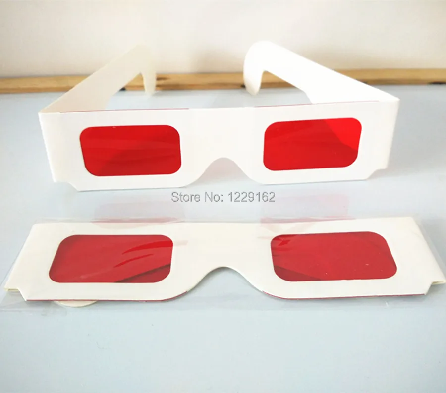 Free shipping (50pcs/lot) Re-useable white paper 3D glasses Paper Frame Red/Red lens 3d decoder glasses