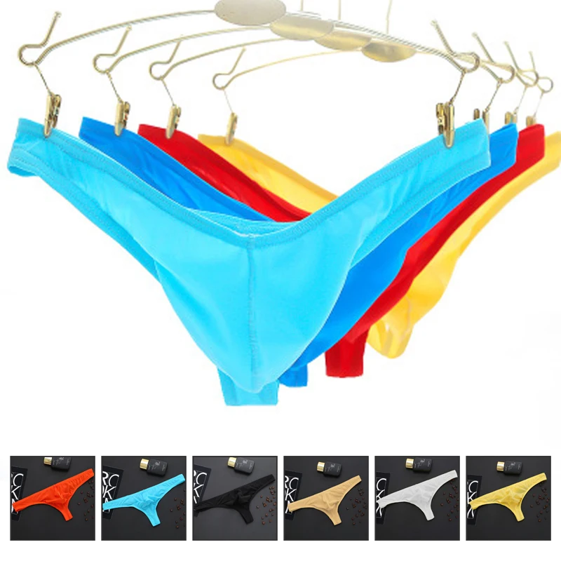 2019 hot Sexy Mini Briefs Low waist Smooth Nylon Male Underwear mens thongs and g strings jockstrap Underwears Men