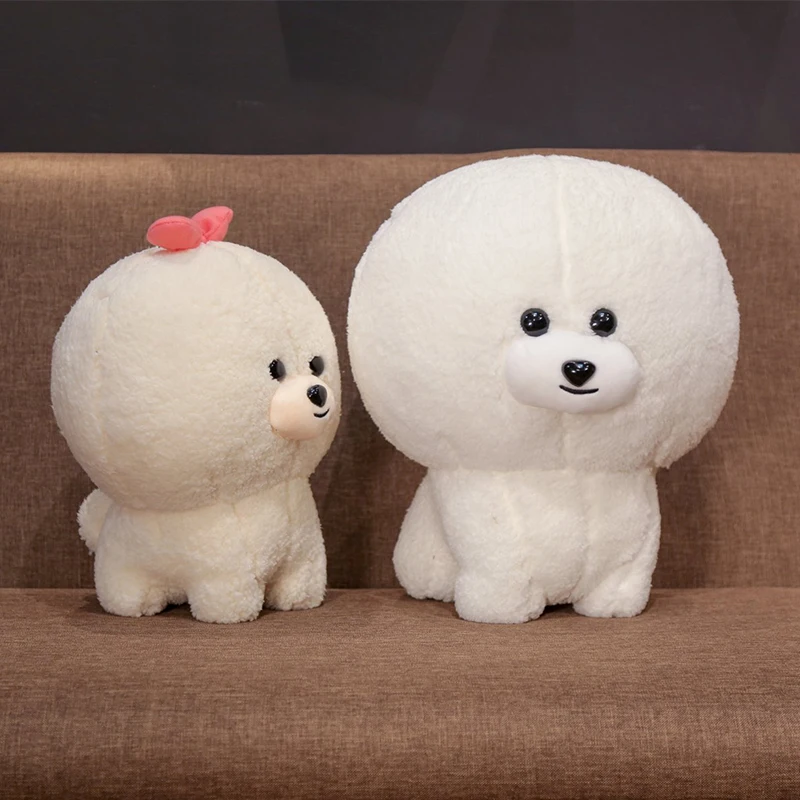 Muñeco de peluche de Bichon Frise para niños, muñeco de peluche suave para cachorros, simulación de perro, Kawaii, esponjoso, regalo de cumpleaños, Blanco/Beige