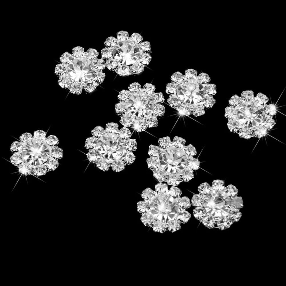 2016New 100Pcs 15mm DIY Round Metal Rhinestone Button for Wedding Embellishment Headband HZ166