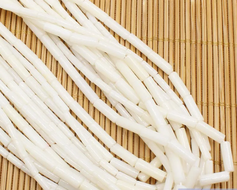 3x9mm White Coral Tubo loose beads 15