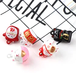 2Pcs 7 Designs Colorful Copper Cute Cat Open Christmas Bells Pendant Handmade Party DIY Crafts Accessories